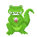 Croc Monsieur, a pixel-art character for Heat waves